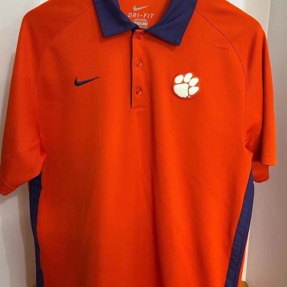 Nike Clemson Tigers Dri-Fit Polo Orange and Purple‎ Shirt